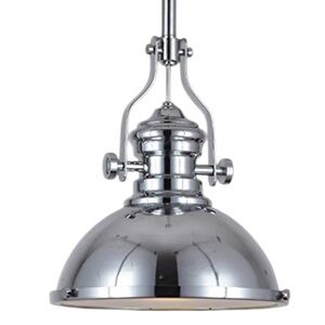 Industrial Polished Nickel One-Light Pendant Light - Kitchen